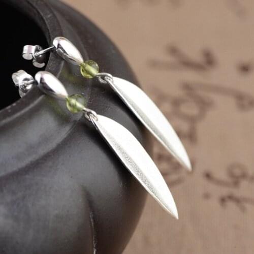 100%S925 silver plain style bamboo earrings female modelling delicate and simple design