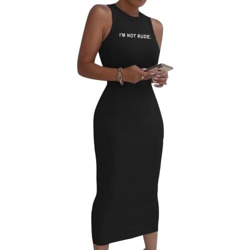 Trendy Classic Letter Printed Women Dresses Summer 2021 New Arrival Sheath Maxi Office Lady French Vintage Casual Dress