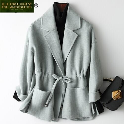 Coat Women 2021 Winter Elegant Wool Jacket Autumn Double-faced Woolen Coats Ladies Spring Vintage Tops Casaco Feminino 73