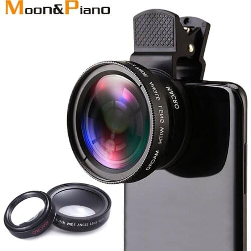 0.45X Wide Angle Mobile Phone Len 37MM 49UV Super wide-angle Macro 2-in-1 HD Camera Mobile Lens Clear Imaging Fisheye