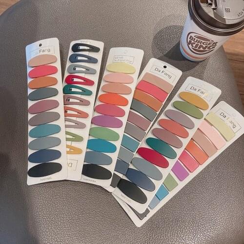 10Pcs/Lot New Candy Color Snap Hair Clips For Girls Women Hairpins Barrettes Solid Geometric BB Clip Headband Hair Accessories