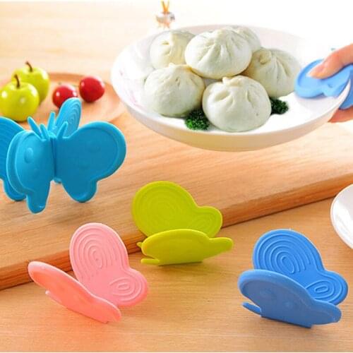 2Pcs/Set Silicone Heat Insulation Butterfly Clamp Plate Clip Hot Bowl Anti-skid Holder Dish Clamp Pot Pan Kitchen Tools Dropship
