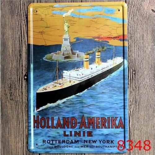20x30CM Holland America Line Tin Sign Art Wall Decoration Home Decor Craft Vintage Metal Signs