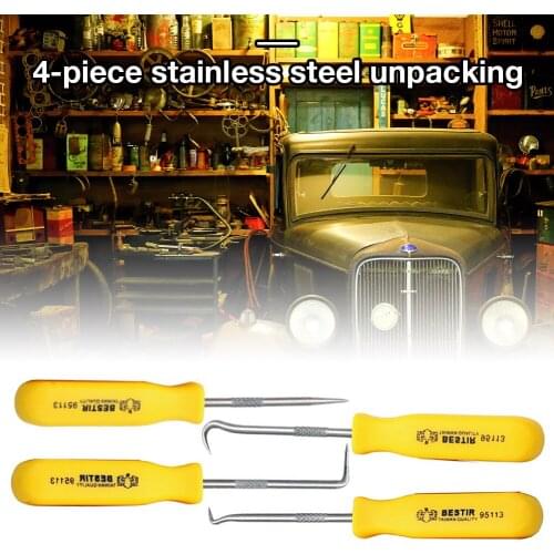 4-piece Stainless Steel Unpacking Tool Fast Oil Seal Screwdriver Gasket Hook Auto Repair Tool Oil Seal Puller BST-9511