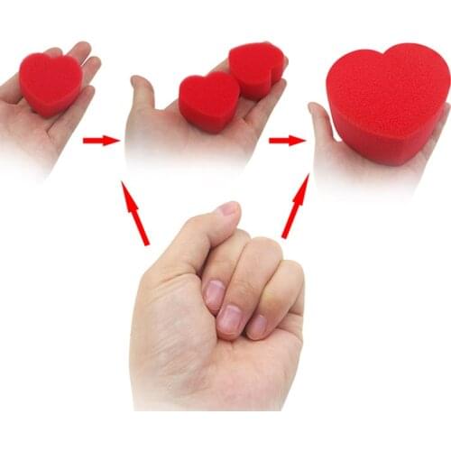 5pcs/lot Multiplying Sponge Hearts Valentines Wedding Close-Up Appearing Magic Trick Accessories Easy Magic Toys for Children