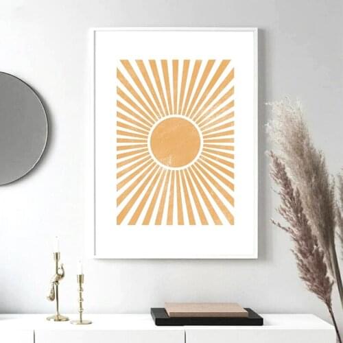 Abstract Sun Print Boho Wall Decor Neutral Color Picture Scandinavian Wall Art Canvas Painting Picture Living Room Home Decor
