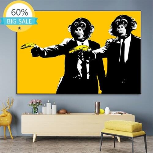 Banana Monkeys Full Round Drill Diamond Embroidery 5D Diamond Painting Animal Cross Stitch Kits Diamond Mosaic Home Decor