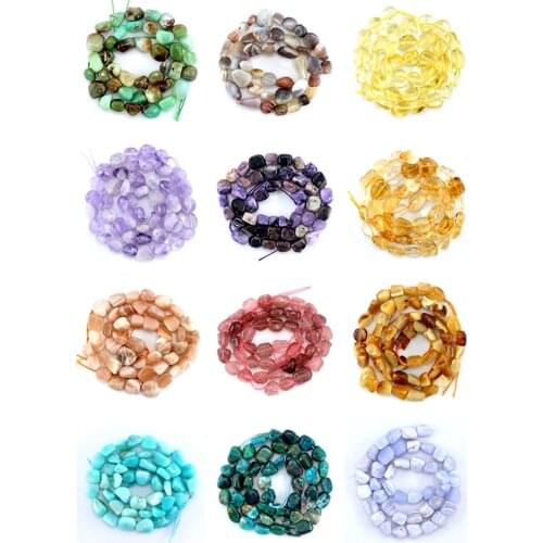 8-12mm Natural Amazonite Citrine Botswana Fluorite Chip Irregular Stone Beads 15" For Making DIY Bracelets Necklace