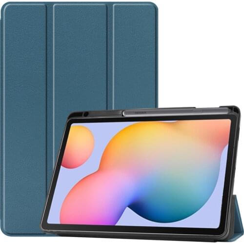 For Samsung Galaxy Tab S6 Lite 10.4 inch SM-P610 P615 Case with Pencil Holder Tri-Fold Stand Cover Tablet Shell For Tab S6 Lite