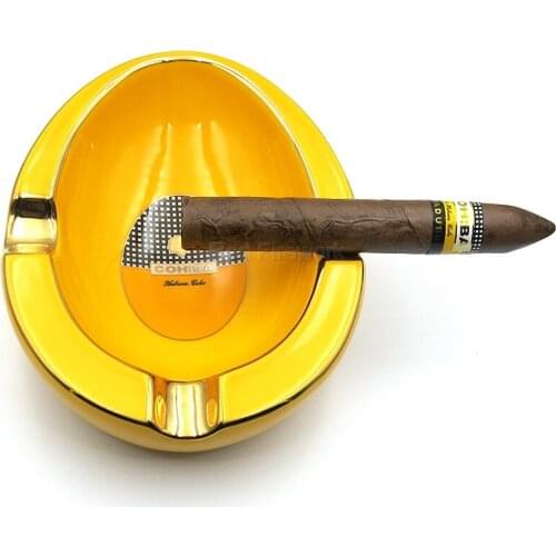 COHIBA High Grade Ceramic Big Ashtray Table 3 Ash Slot Holder Cigar Ashtrays For Home Smkoing Cigar Cigarette