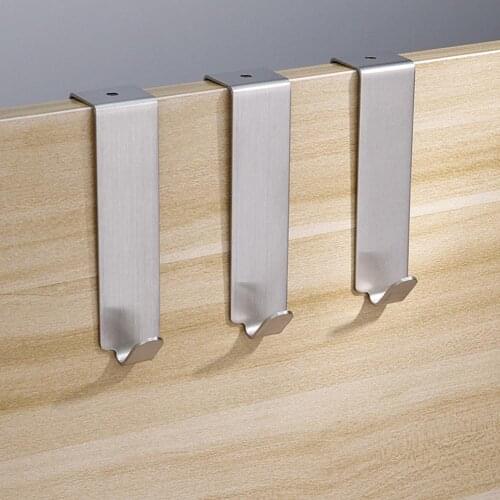 Punch Free Door Hook S-Shape Stainless Steel Heavy-Duty Seamless Door Hanger Anti-rust Wardrobe Door Hanger Kitchen Gadget