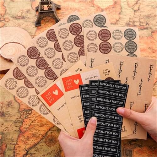 5 Sheets Kraft paper Gracias label sticker handmade packaging envelope seal label scrapbook stationery sticker