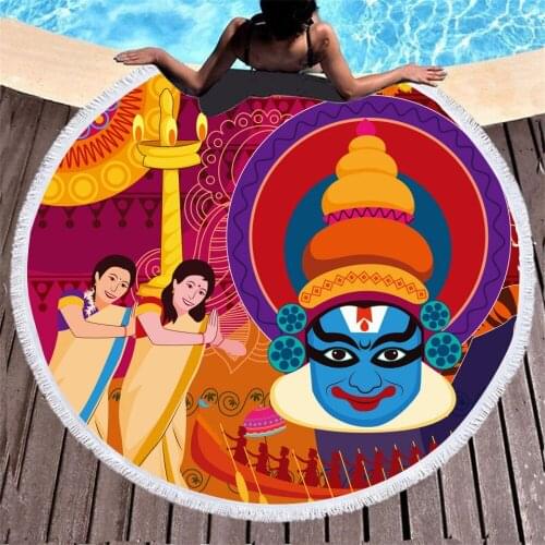 Ethnic Style Vintage Egyptian Pharaoh Printed Microfiber Tassels Bath Towel Four Seasons Family Bathroom Swimming Beach Towels