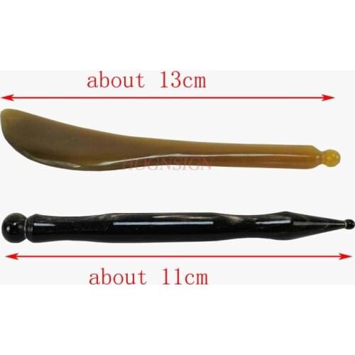 2pcs Natural Horn Acupoint Pen Pencil Meridian Point Sticks Facial Eye Care Tool Scraping Board Massage Stick Detox Beauty