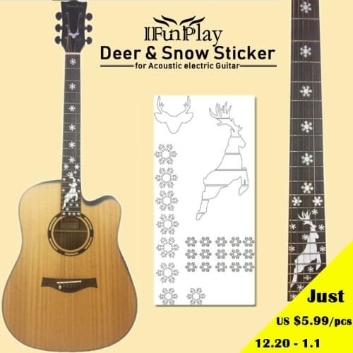 Hot Sell DIY Guitarra Fingerboard Inlay Sticker Deer and Snowflake Decals for Electric Acoustic Guitar