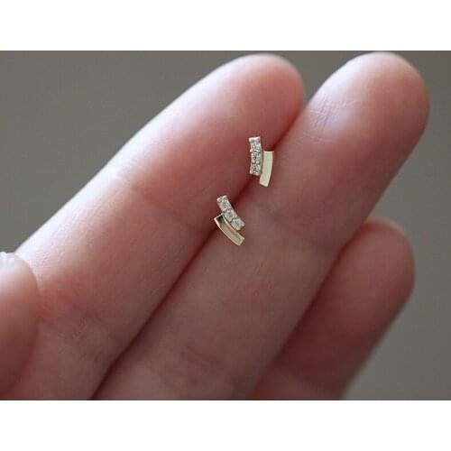 925 Silver Plated Fashion Fan Short Double Row Arc Crystal Sstud Earrings Wedding Engagement Stud Earrings Female Jewelry