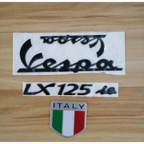 Motorcycle 3D Black Italy Italian Shield Flag Car Emblem Stickers Decal for PIAGGIO Vespa LX 150 LX150 ie