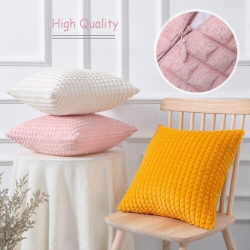 Soft Flannel Pillowcases Cushion Cover Solid Color Home Decor For Sofa Bed Car Home Throw Pillow Pink Grey 45x45 Seat Cushions