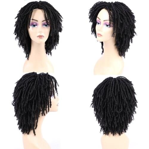 Short Dreadlock Wig Synthetic Braided Twist Wigs For Women Ombre Black Red Honey Blonde Curly Synthetic Wig For Daily Party