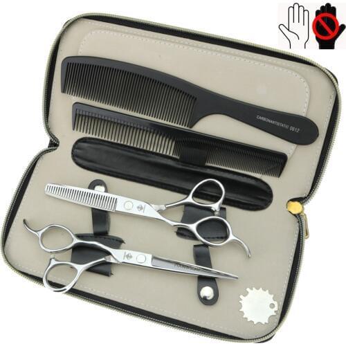 Silver 6 inch left hand hairdressing scissors 440C hair salon professional barber scissors set