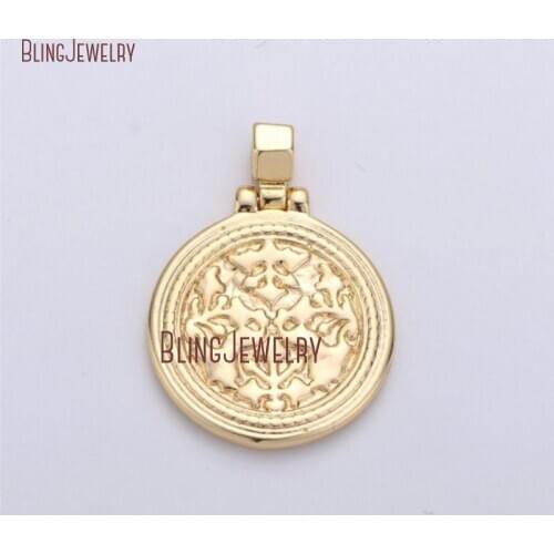 PM29820 Gold Filled Rustic Coin Charms Coin Pendants Hammered Moon Coin Charms Disc Medallion Pendant For Necklace Earring Charm