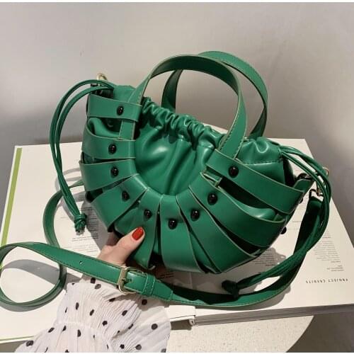 Semicircle Design PU Leather Flower Basket Crossbody Shoulder Bags For Women 2021 Spring New Branded Handbags And Purses