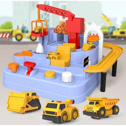 Adventure Game Racing Rail Car Model Educational Toy Engineering Vehicle Brain Game Mechanical Car Toys For Kids Gift