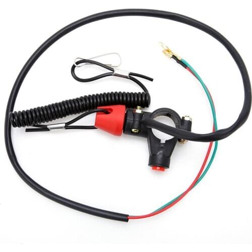Engine Stop Tether Lanyard Black 1pc 12V Switch Universal Closed Kill Safety for Motorcycle Quad Bike DC