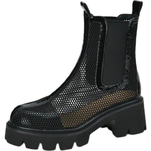 Spring And Summer Ladies Martin Shoes Breathable Casual Womens Shoes Hollow Sandals Single Shoes Mesh Non-Slip High-Top Shoes