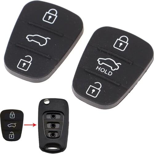 Silicone 3 Button Key Pad Shell Flip Remote Rubber Replacement Key For Hyundai Kia Auto Keys Partd