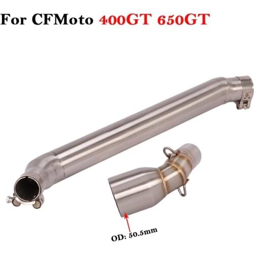 Slip On For CFMoto 400GT 650GT Motorcycle Exhaust Escape System Modified Middle Link Pipe Catalyst Delete Eliminator Enhanced