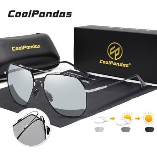 CoolPandas 2020 Top Hexagon Sunglasses Polarized Men Photochromic Sun Glasses Women Driving Eyewear Memory Metal zonnebril heren
