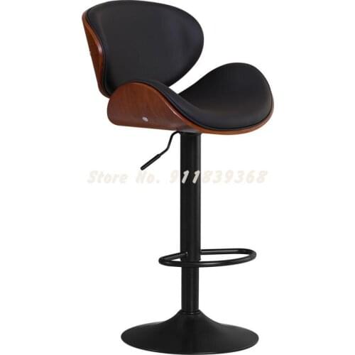 Modern Simple European Style Solid Wood Back Bar Chair Lift Rotary High Stool Front Desk Cashier Chair