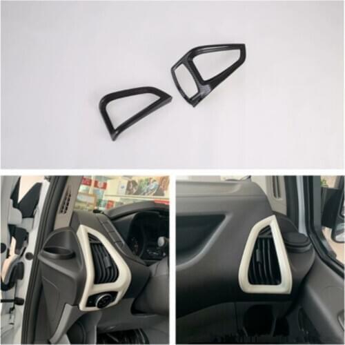Carbon Fiber Style ABS Car Inner Dashboard AC Outlet Air outlet Cover Trim Fit For Ford Transit 2017 Ford Tourneo Custom 2016