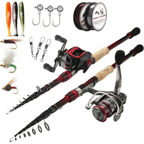 Telescopic Fishing Rod and Reel Combo Set Carbon Casting Lure Fishing Rod Spinning Carp Pole Portable Travel Full Fishing Kit