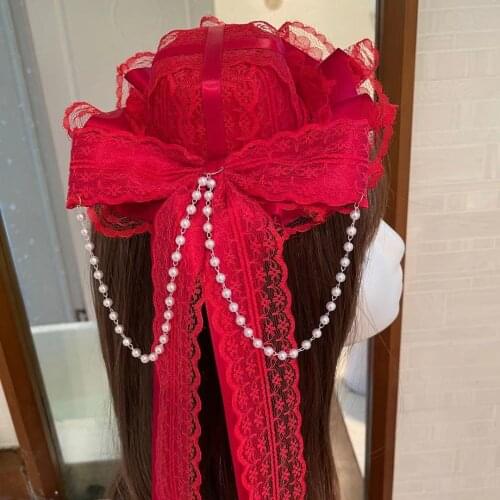 Dark Gothic Lace Bow Hat Kawai Lolita Headdress Prom Lolita Hairpin Hairpin Anime Cosplay Hair Accessories