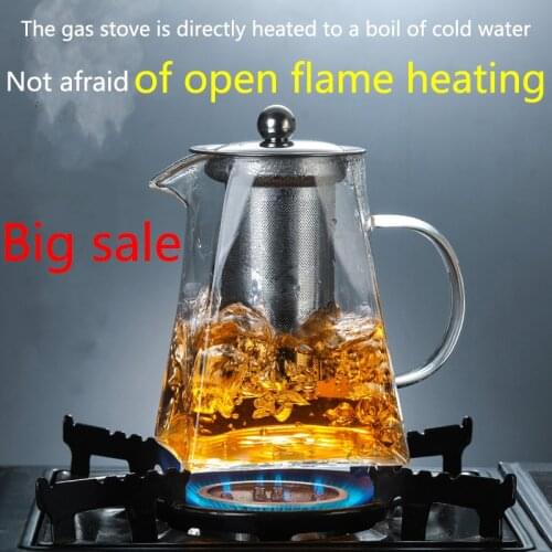 Heatresistant glass square teapot stainless steel filter scented tea high temperature resistant thickened black tea green teapot