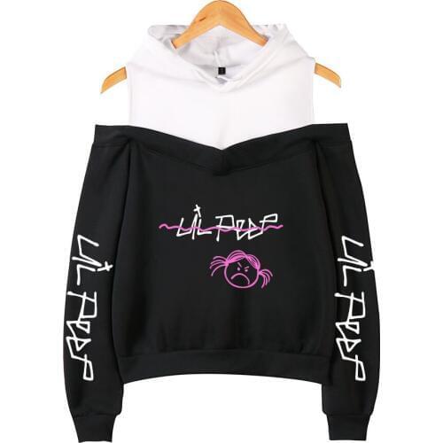 Lil Peep Off-the-shoulder Hoody Sweatshirt Vrouwen Emo Rapper Cry Baby Gedrukt Sweatshirt Maten Voor Casual Fashion Pullovers
