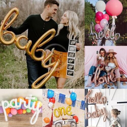 1st Birthday Rose Gold Conjoined Balloons Boy Girl Baby Letter Foil Balloon Air Globos Baby Shower Birthday Party Decoration