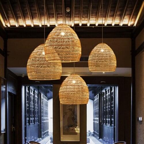 Japanese chandelier Tea Room Art wicker chandelier Rural designer Creative Lights for Bedroom loft home interior room lamp