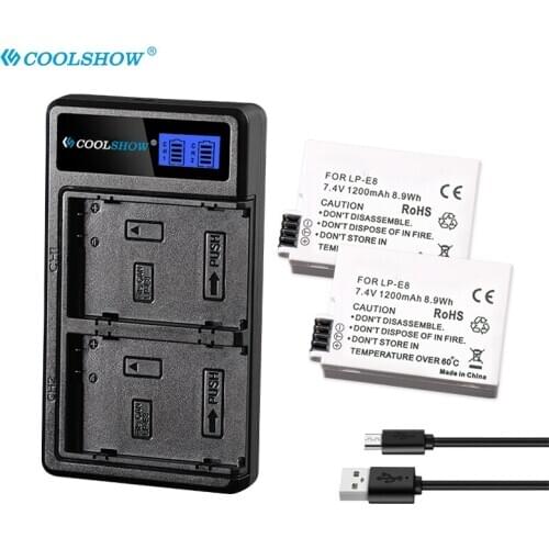LP-E8 LPE8 Batterie 1200mah For Canon EOS 600D 650D 700D 550D X4 X5 X6i X7i T2i T3i E8 Battery Charger