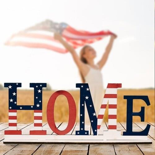 HELLO HOME US Independence Day National Day Creative Wooden Ornament Indoor Decor Wood Letter Decoration