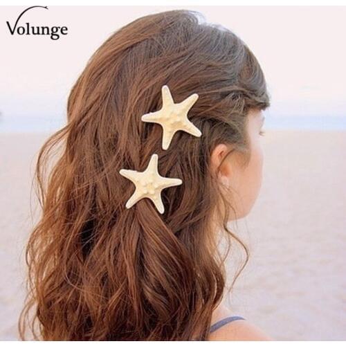 Volunge 2017 New Metal Starfish Handmade Headdress Hairpin Duckbill Clip For Women Childrens Hair Accessories Jewelry
