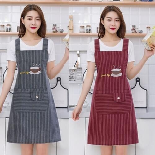1/2pcs New Fashion Kitchen Apron Side Wipe Hands Waterproof Oxford Cloth Japanese Style Bib With Pocket Home Cleaning Tool
