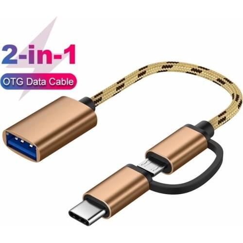 2 In 1 USB 3.0 OTG Adapter Cable Type-C Micro USB To USB 3.0 Interface Charging Cable Line For Cellphone Converter For Cellphone