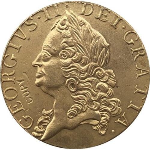 24 - K gold plated 1758 United Kingdom 1 Guinea - George II coins copy