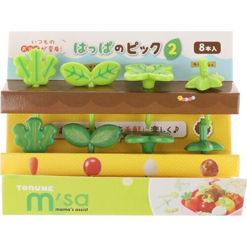 8pcs Fruit Fork Toothpick Leaves Plastic Decoration Lunch Box Bento Accessories Small Salad Tiny Fork Mini Cake Picks For Kids