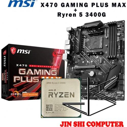AMD Ryzen 5 3400g R5 3400g CPU + MSI X470 GAMING PLUS MAX Motherboard Set meal Socket AM4 New / no fan