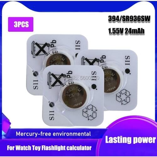3pc FOR SEIZAIKEN 100% Original 394 SR936SW 936A LR45 L936 AG9 1.55V Silver Oxide Button Cell Coin Battery MADE IN JAPAN