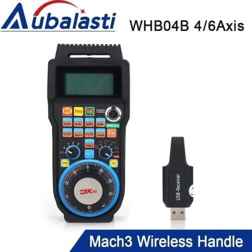 Aubalasti XHC CNC Mach3 Wireless Lathe Handwheel WHB04B MPG Pendant Handwheel 4axis 6axis USB Receiver for CNC Milling Machine